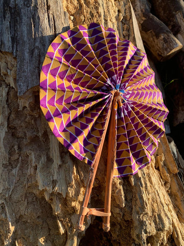 Kente Ankara Print Leather Fans | Choose your design