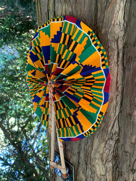 Kente Ankara Print Leather Fans | Choose your design