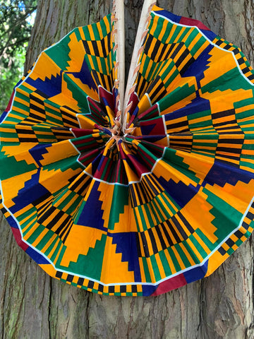 Kente Ankara Print Leather Fans | Choose your design