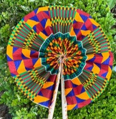 Kente Ankara Print Leather Fans | Choose your design