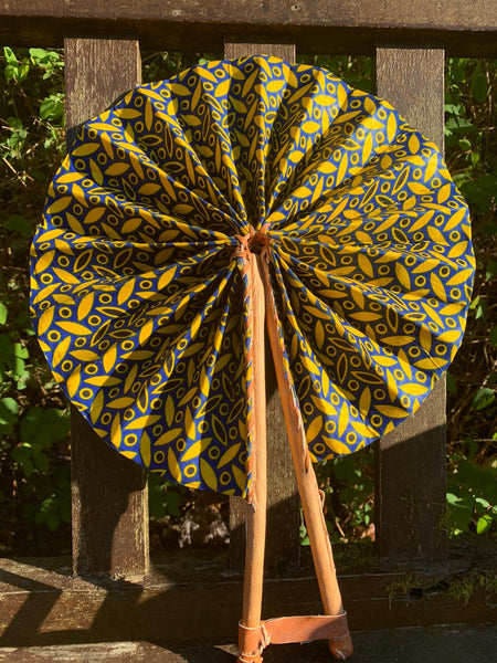 Kente Ankara Print Leather Fans | Choose your design
