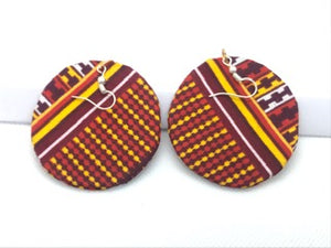 Fabric Round Earrings - Kente Designs