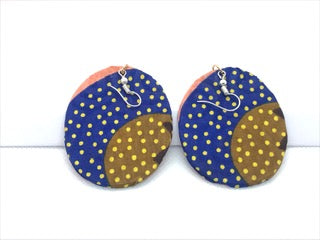 Fabric Round Earrings - Flowers