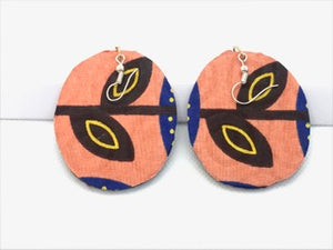 Fabric Round Earrings - Flowers