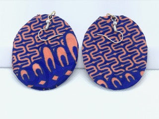 Fabric Round Earrings - Flowers
