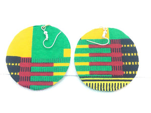 Fabric Round Earring - Kente Design